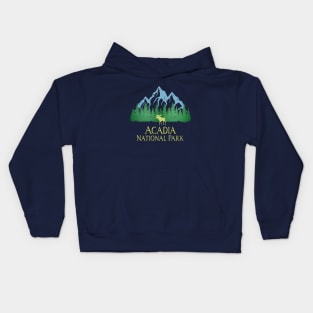 Acadia National Park Maine Mountain Trees Silhouette Moose Kids Hoodie